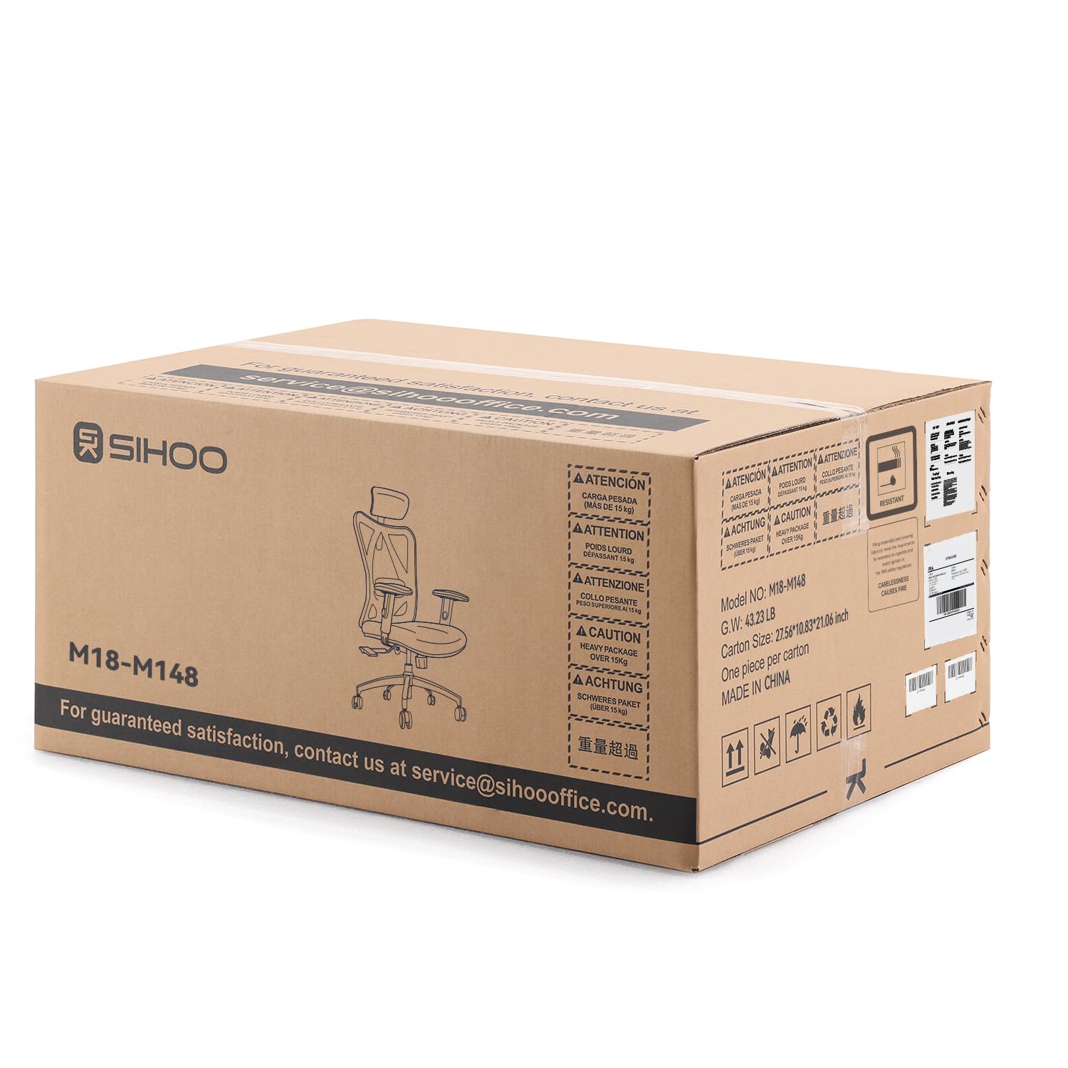 SIHOO M18 Ergonomic Office Chair - Adjustable Headrest & Lumbar Support, High Back Executive Swivel Chair for Home Office, Computer Desk Chair (Pure Black) - Perfect for Long Work Hours & Gaming Sessions