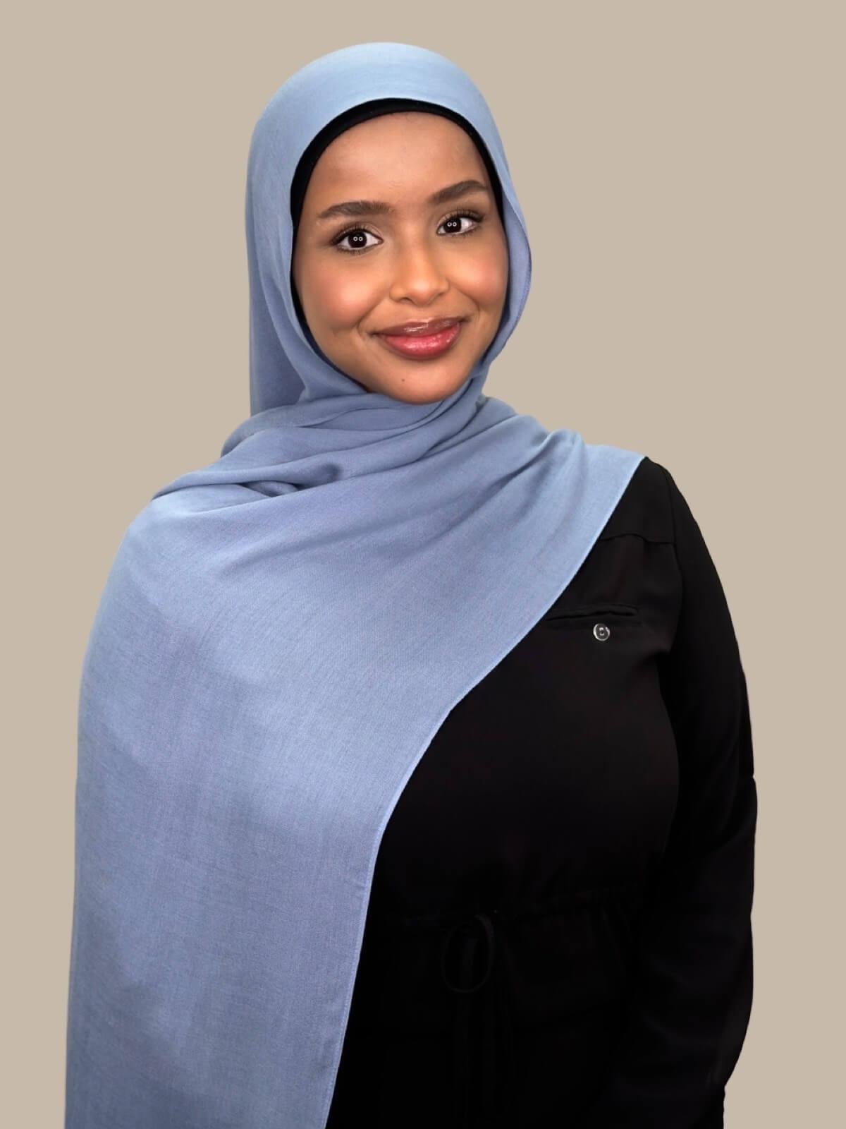 Soft Cotton Modal Hijab Scarf - Breathable & Comfortable Steel Blue Shawl for Women - Perfect for Daily Wear, Prayer & Fashion Accessory