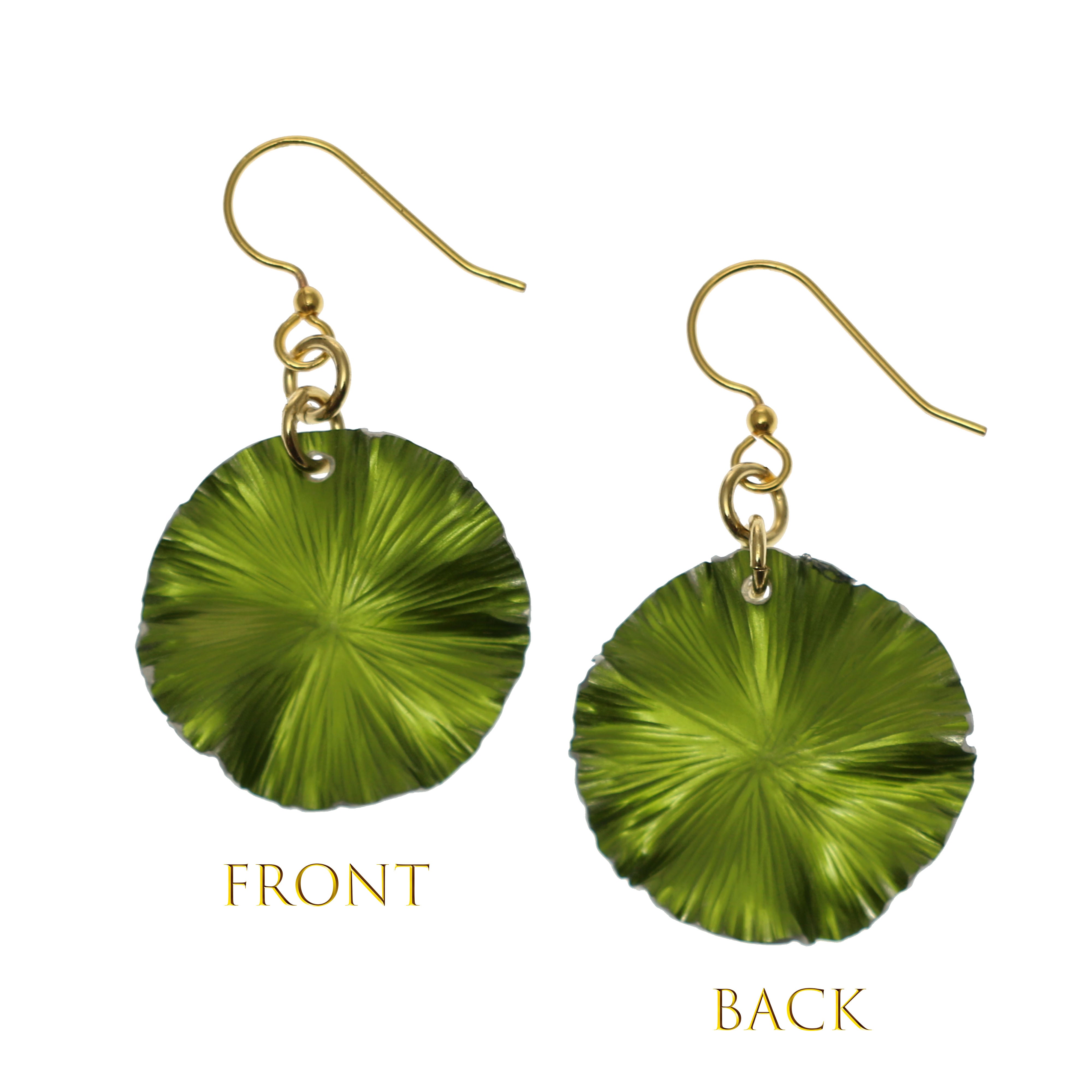 Small Lime Green Anodized Aluminum Lily Pad Leaf Drop Earrings for Women - Lightweight Dangle Earrings for Everyday Wear, Parties & Special Occasions