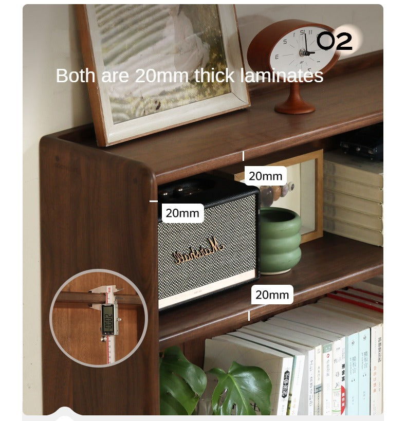 Solid Black Walnut Wood Desk Bookshelf - Stylish Home Office Storage & Display Shelf for Books, Decor & Workspace Organization