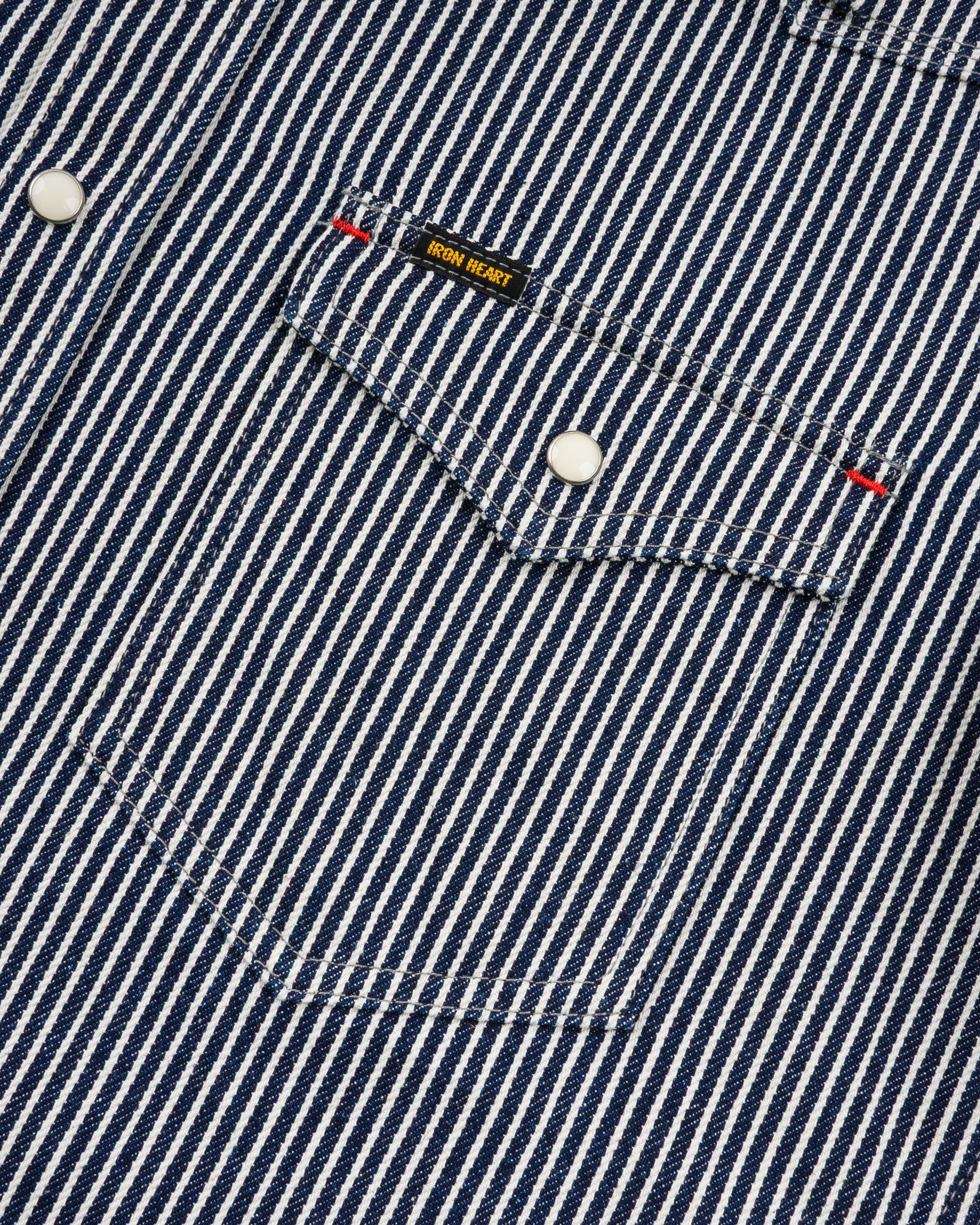 Iron Heart IHSH-07 Indigo 12oz Hickory Stripe Western Shirt - Durable Denim Workwear for Cowboy Style & Outdoor Adventures