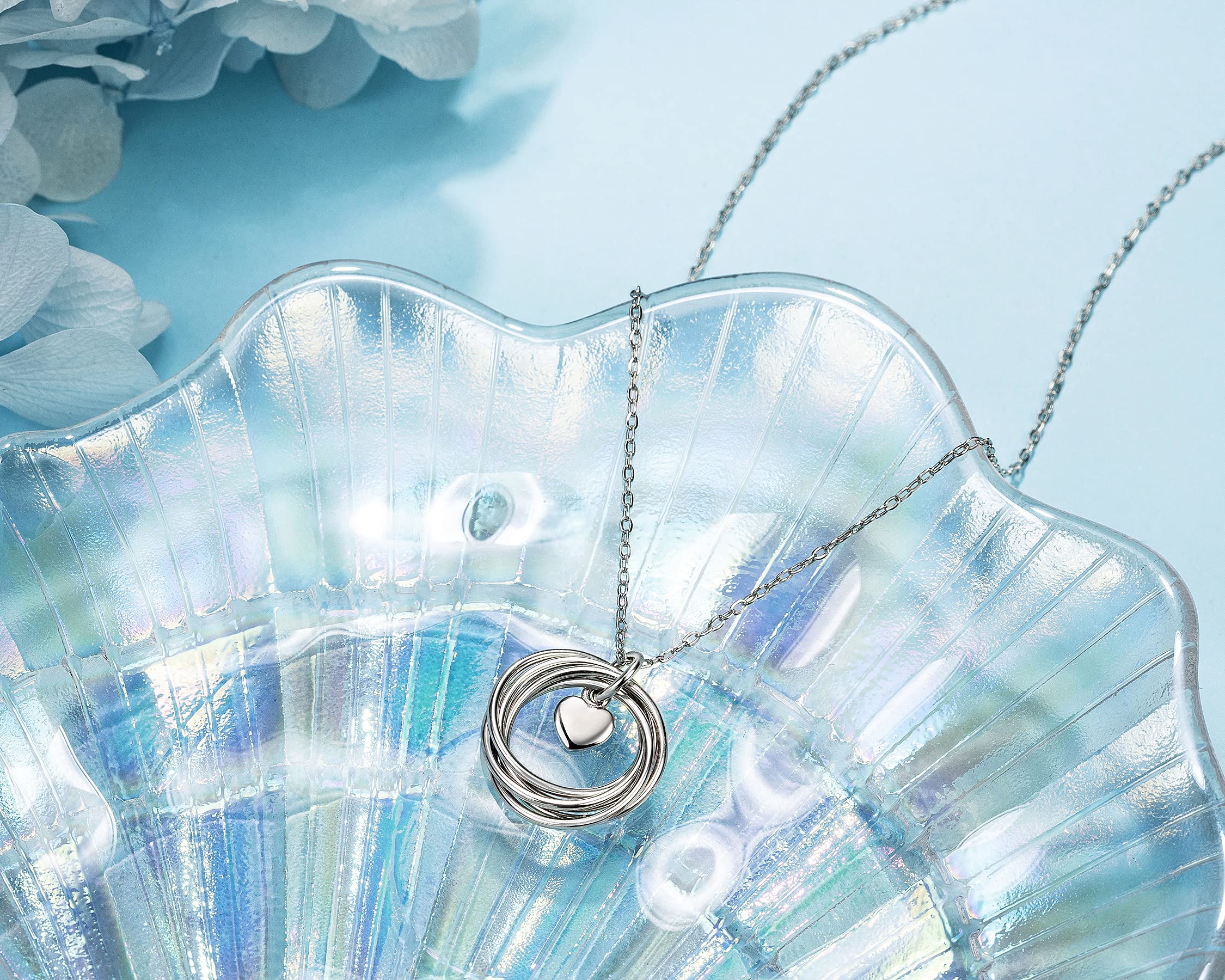 Elegant Sterling Silver 5-Ring Birthday Necklace for Women - 50th Birthday Gift Idea, Friendship Jewelry Present - Perfect for Milestone Celebrations & Special Occasions