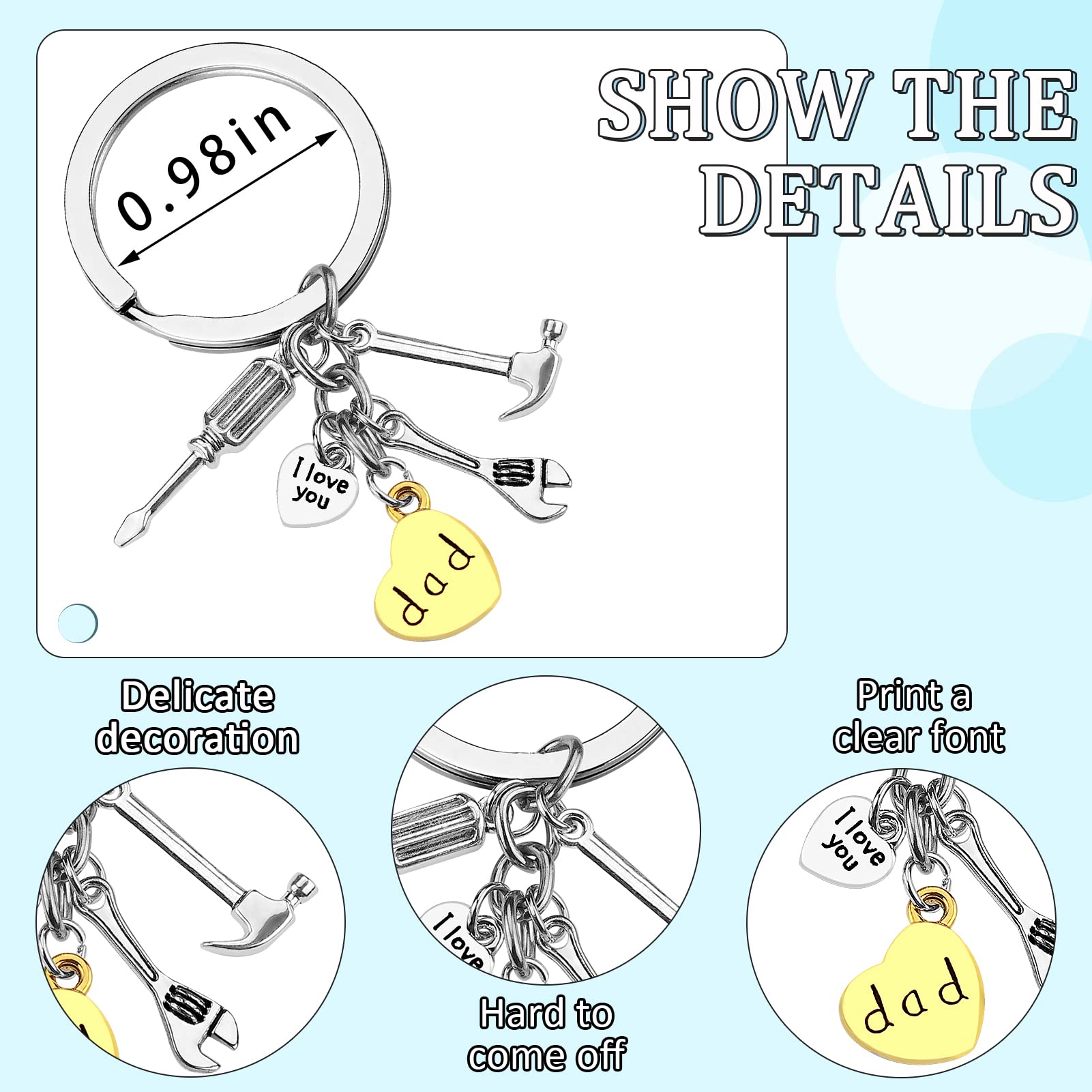 PLwelth Engraved Dad Keychain for Men - Personalized Gift for Father's Day, Birthday, Christmas from Son or Daughter - Perfect for Car Keys, Backpacks & Everyday Use