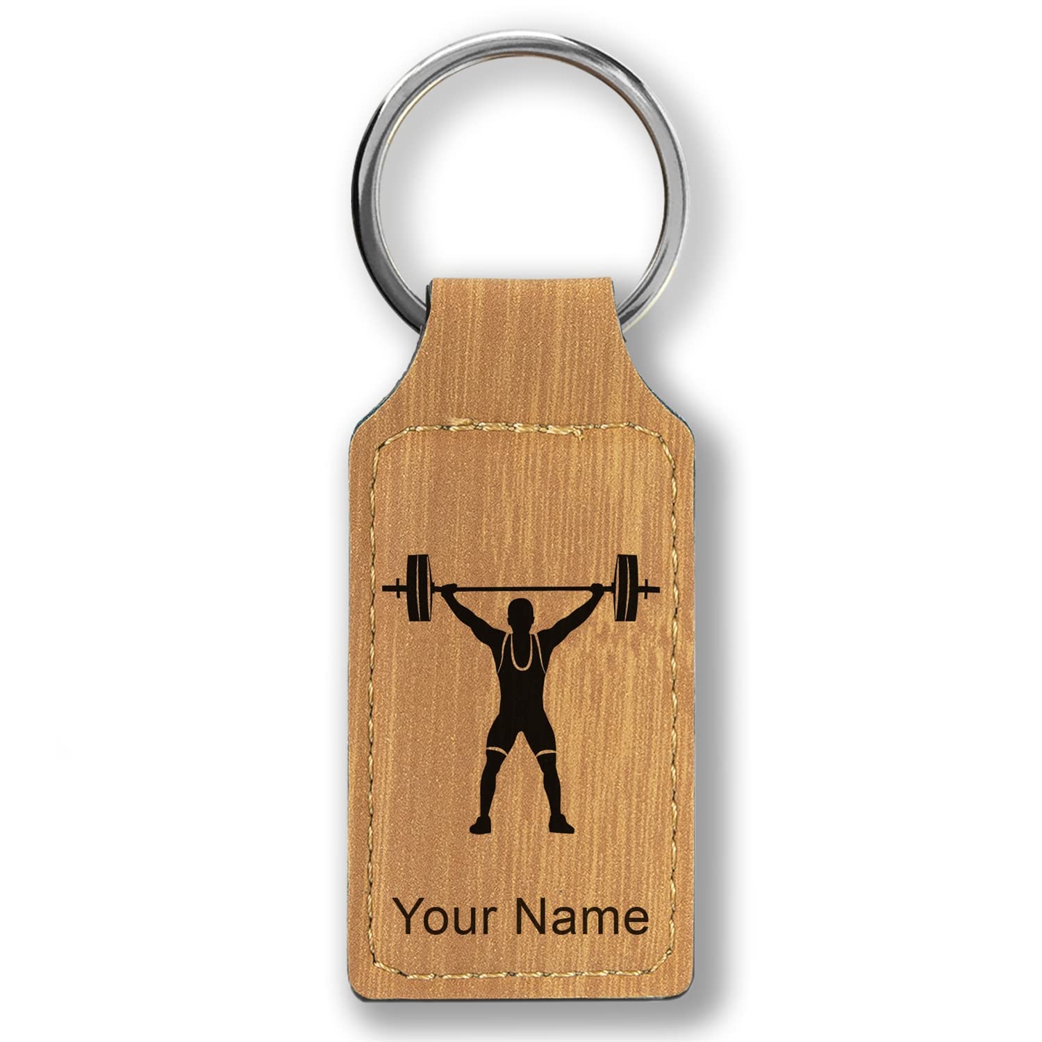 Custom Engraved Rectangle Keychain - Weightlifting Man Design - Perfect for Gym Enthusiasts & Fitness Gifts
