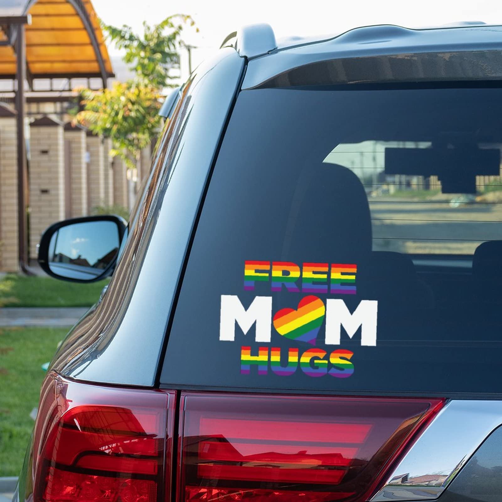 Free Mom Hugs LGBT Car Decals - Rainbow Pride Equality Vinyl Stickers for Cars, Trucks, Windows & Laptops - Show Support for Gay, Lesbian & LGBTQ+ Community (Great for Pride Events, Daily Commute & Office Decor)