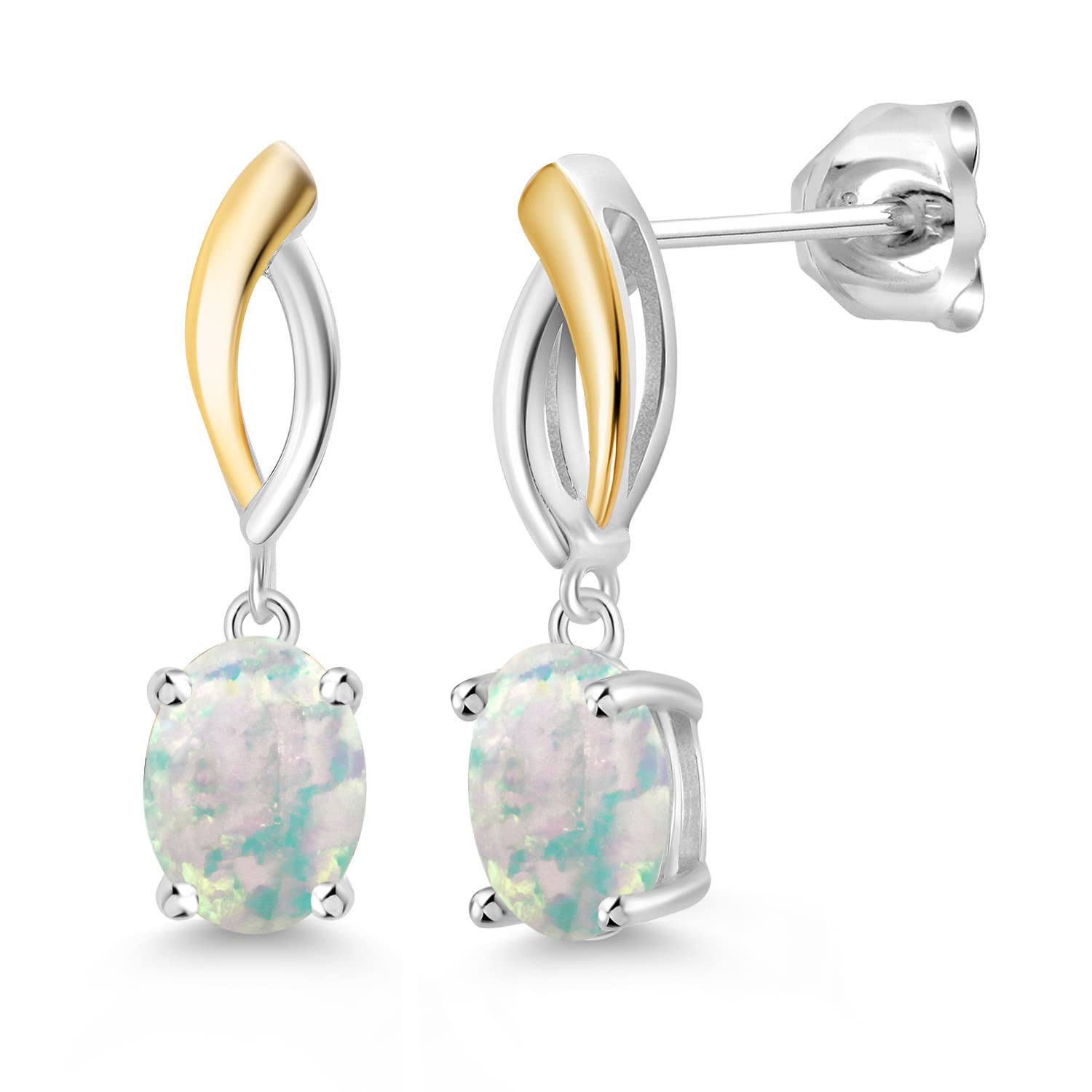 Gem Stone King Infinity Dangle Drop Earrings for Women - 925 Sterling Silver & 10K Yellow Gold - 8X6MM Oval Birthstone Jewelry - Elegant Gift for Mom, Wife, Her | Perfect for Weddings, Anniversaries & Special Occasions