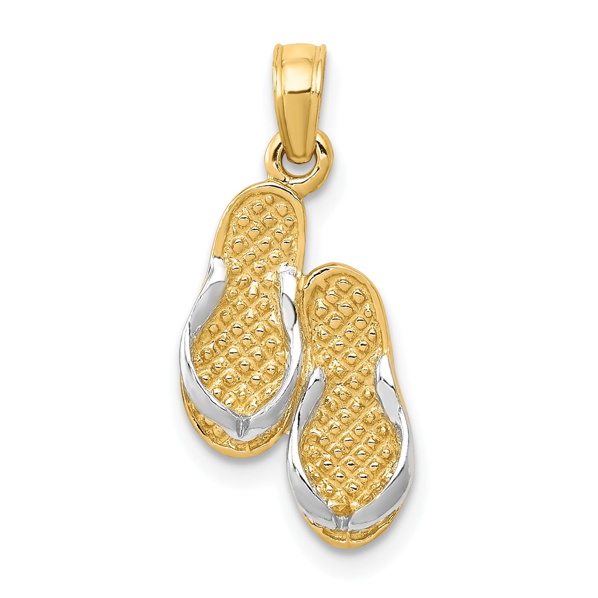 14K Solid Yellow Gold Hawaiian Flip Flop Necklace - Beach Sandals Pendant Charm for Women - Perfect for Summer Vacation, Ocean Getaway & Tropical Jewelry Gifts
