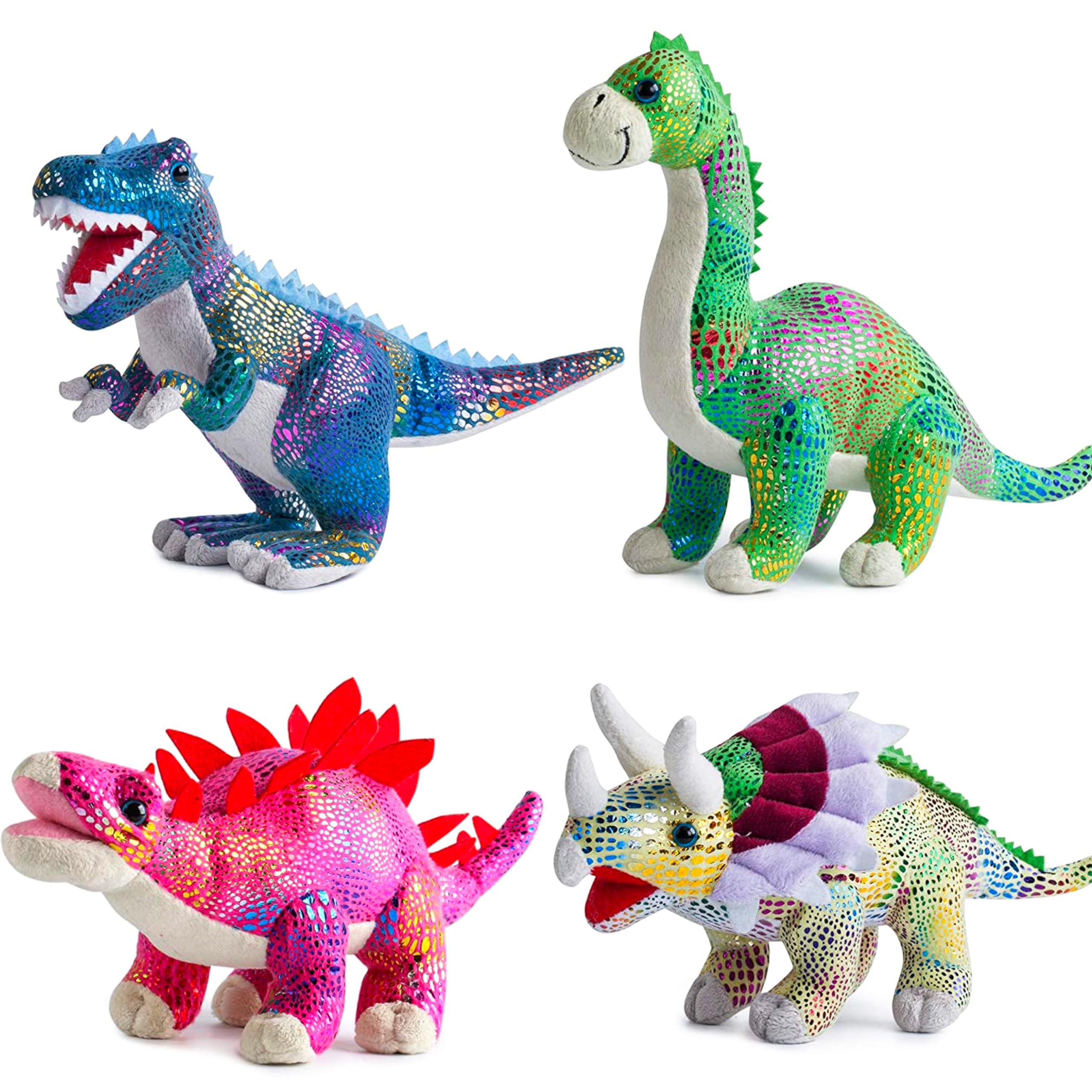 Soft Plush Dinosaur Stuffed Animal Set - 4 Pack 12