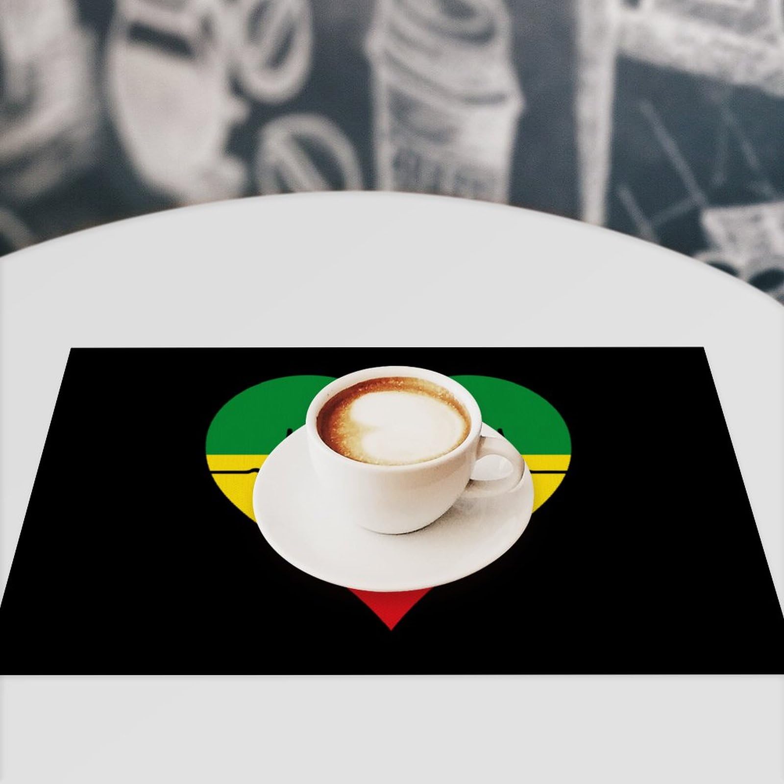 Ethiopia Heartbeat Design PVC Placemats - Set of 2 Durable & Washable Table Mats for Kitchen, Dining, Party Decor | Perfect for Home, Restaurants & Special Events