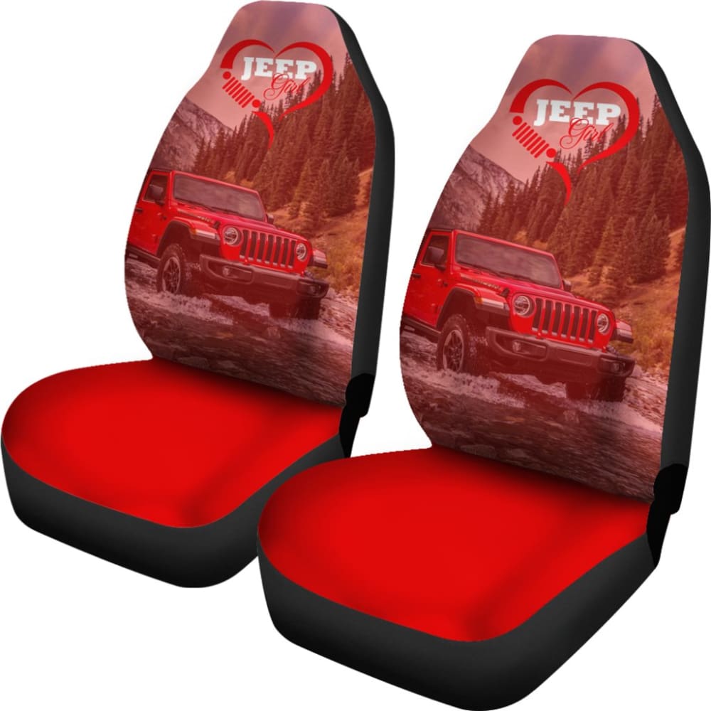 Premium Red Jeep Girl Car Seat Covers 211703 - Waterproof & Durable for Wrangler, Cherokee, Grand Cherokee - Perfect for Off-Road Adventures & Daily Commutes