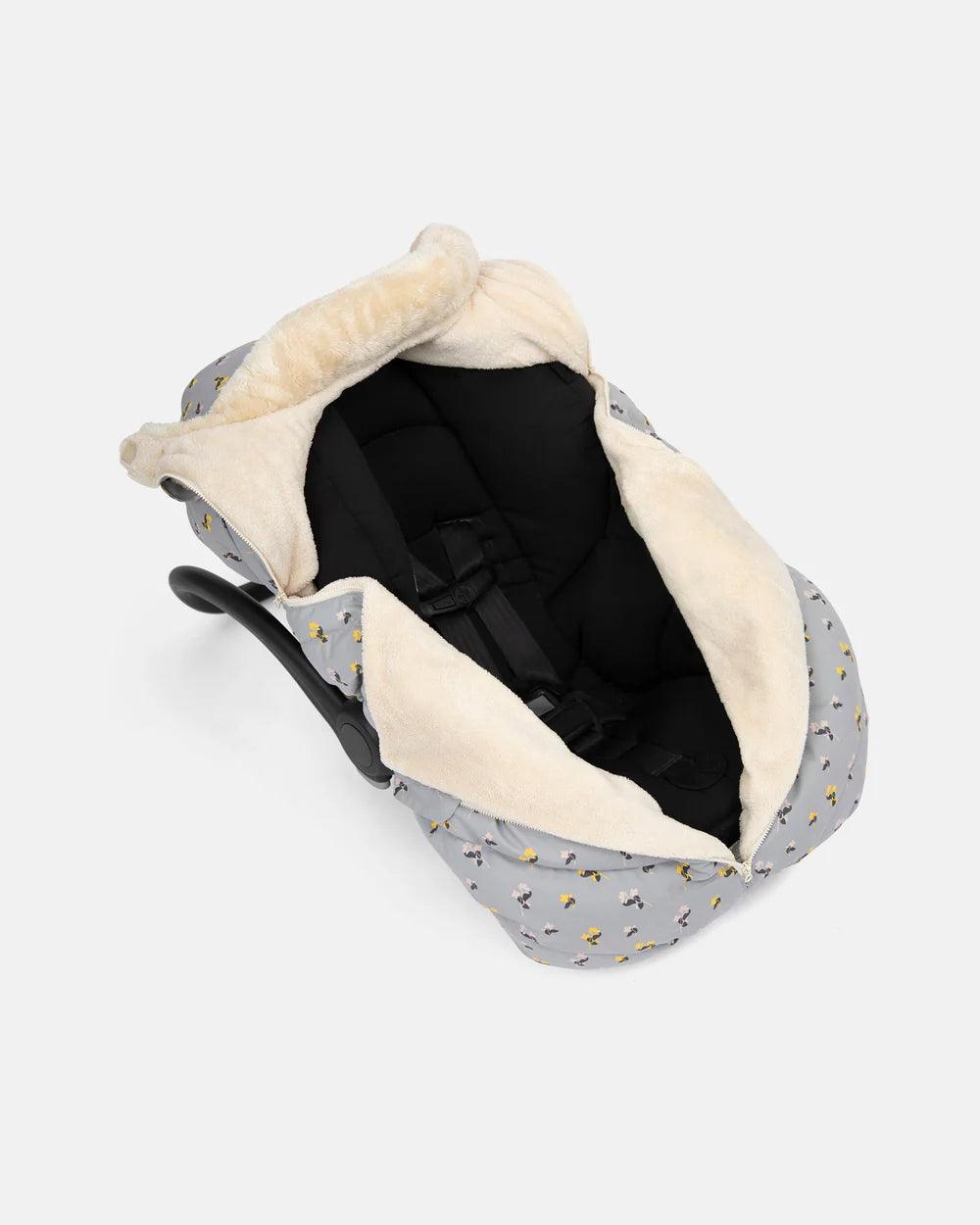 7 A.M. Car Seat Cocoon - Soft Sherpa Liner Cover with Benji Prints | Cozy Infant Car Seat Insert for Winter & Travel | Baby Shower Gift Idea