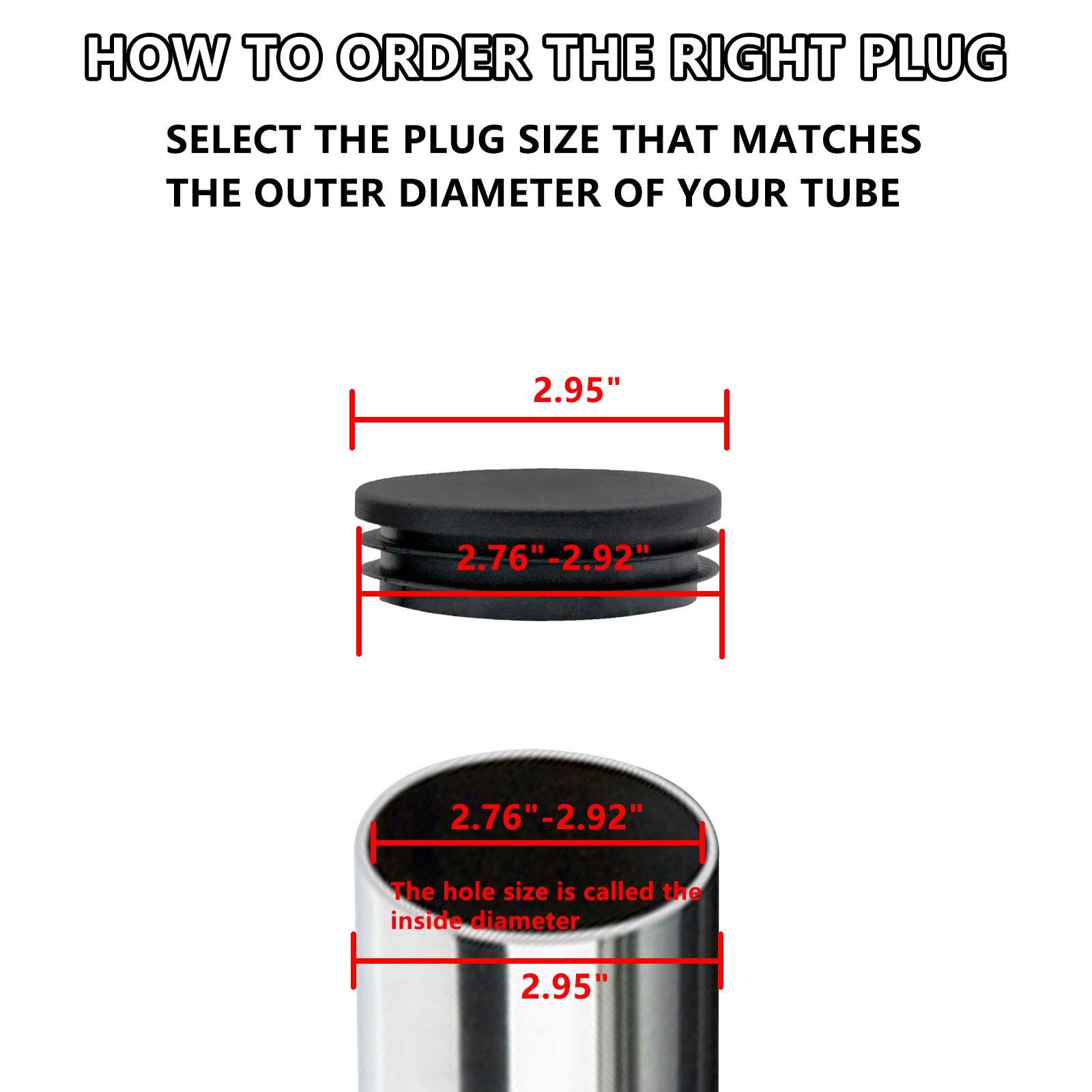 3 Inch Round Plastic Pipe End Caps - 76mm Black Tubing Plugs for Chair, Table & Stool Legs - Durable Furniture Glides (4 Pack) - Perfect for DIY Projects, Home Furniture Protection & Pipe Sealing