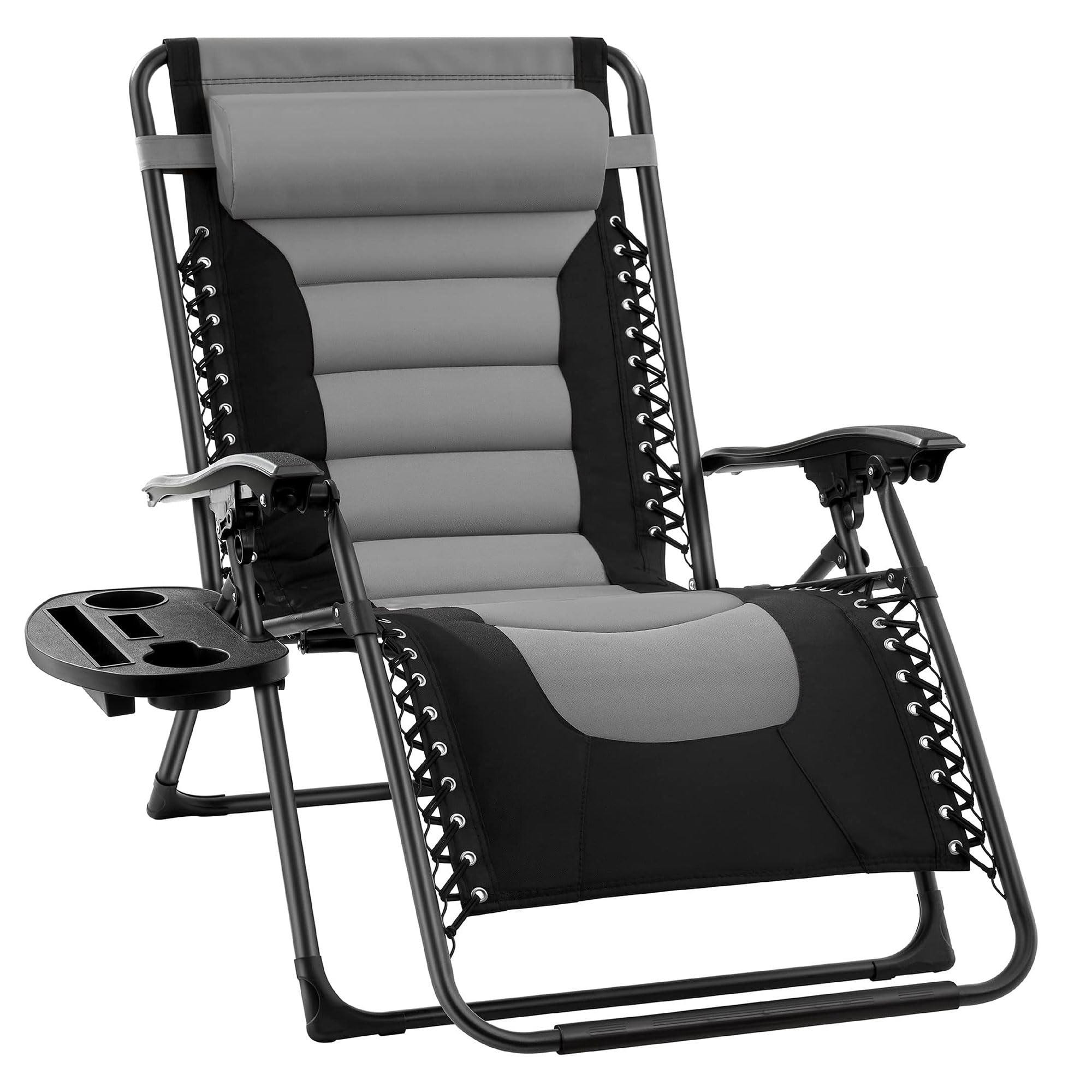 Adjustable Oversized Zero-Gravity Lounge Chair - Foldable Outdoor Recliner with Side Table for Patio, Poolside, Camping & Backyard Relaxation