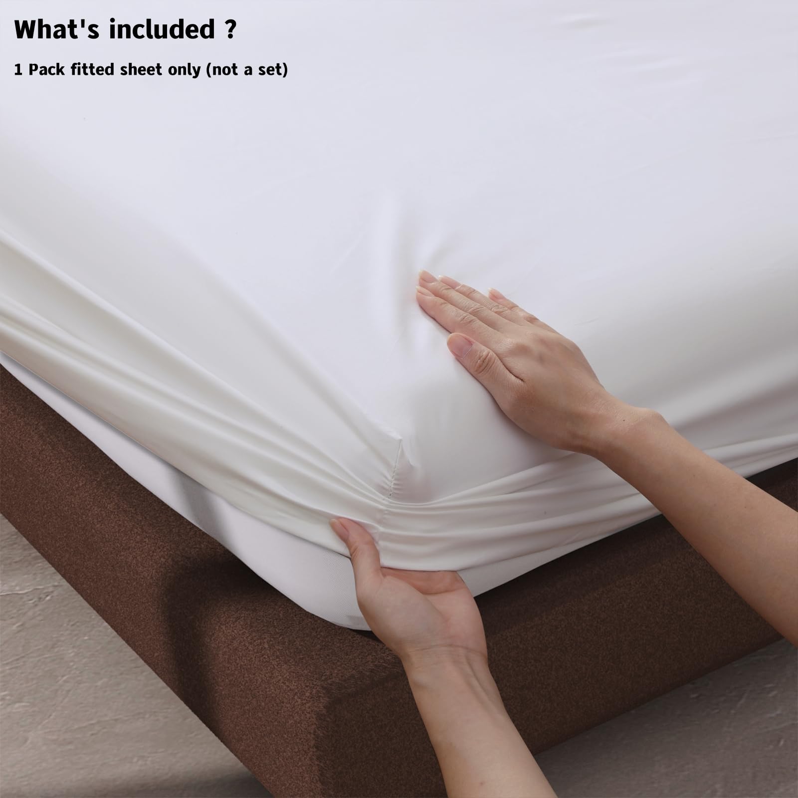 Luxury 100% Egyptian Cotton Fitted Sheet - Twin Size White 600 Thread Count - Deep Pocket 8-16
