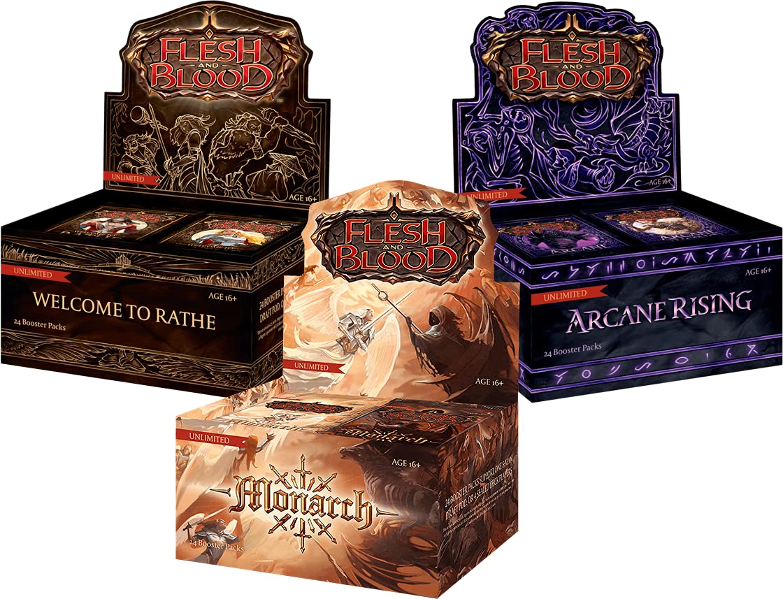 Flesh and Blood TCG Booster Box Bundle - Welcome to Rathe, Arcane Rising & Monarch | Collectible Trading Card Game for Deck Building & Competitive Play