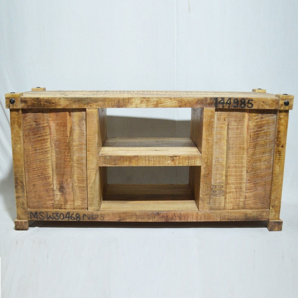 Solid Wood Industrial TV Stand with Plasma Stand - 150x40x50cm Rustic Entertainment Center for Living Room & Home Theater