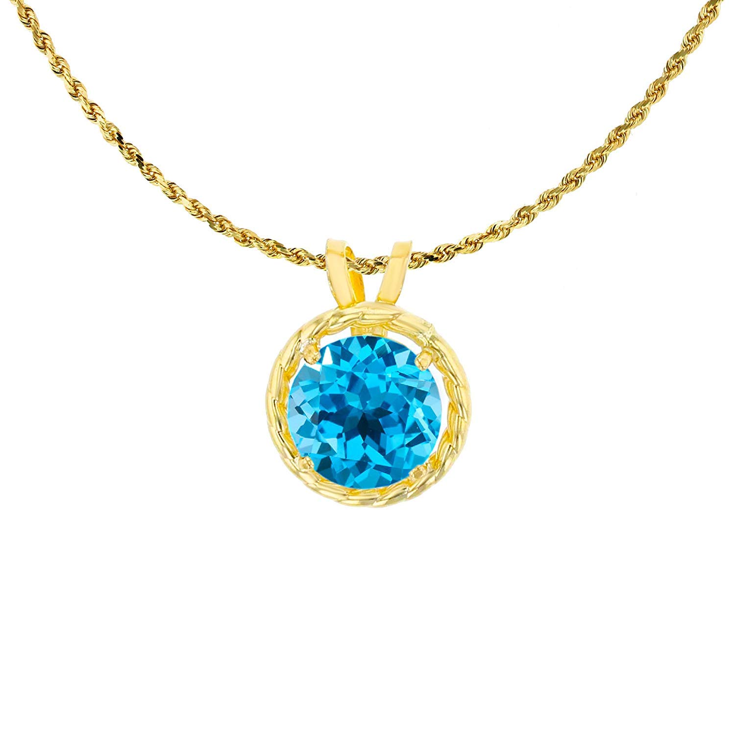 10K Yellow Gold 6mm Round Rope Frame Rabbit Ear 18