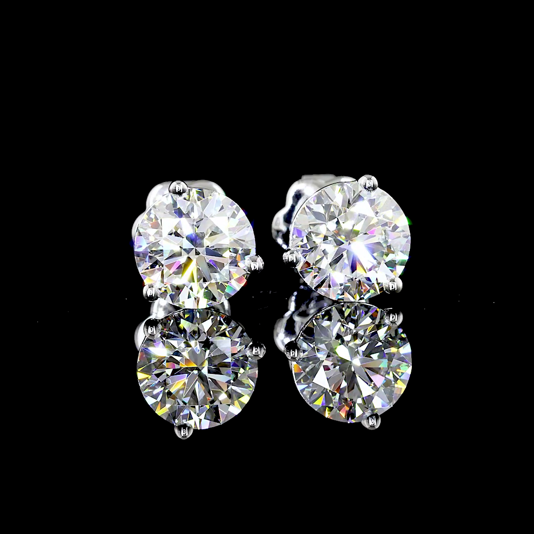 2.51 Carat Lab Grown Round E VS2 Diamond 14K White Gold Martini Stud Earrings for Women - Perfect for Weddings, Anniversaries & Special Occasions