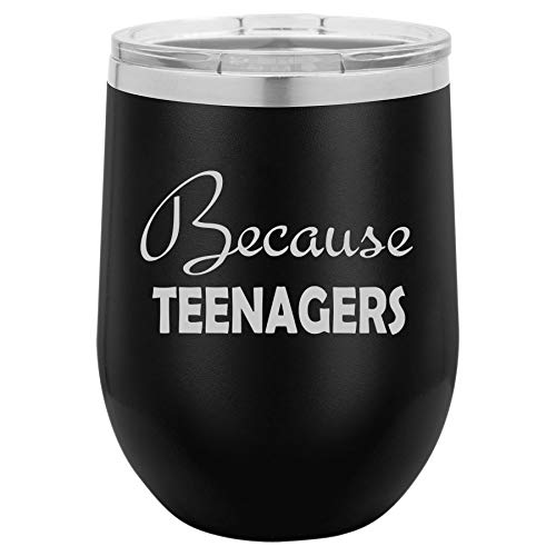 12 oz Double Wall Vacuum Insulated Stainless Steel Wine Tumbler with Lid - Stemless Coffee Travel Mug for Hot & Cold Drinks - Leakproof & Durable for Office, Commute, Camping & Outdoor Activities (Black)