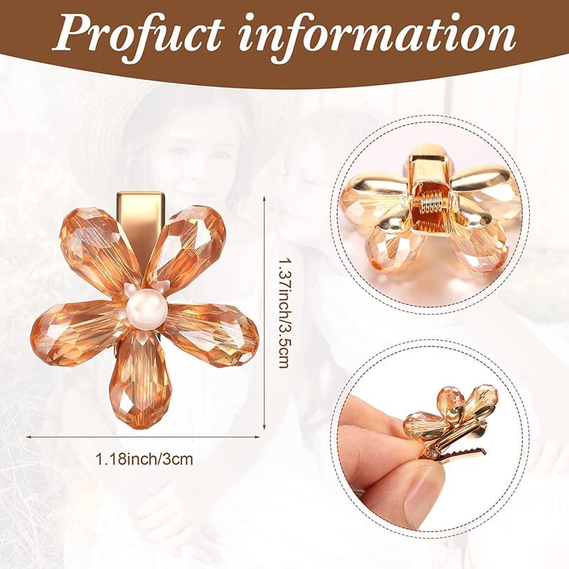 12PCS Flower Crystal Hair Clips Set - Small Pearl Alligator Hairpins with Bling for Women & Girls | Perfect for Weddings, Parties & Daily Hair Accessories