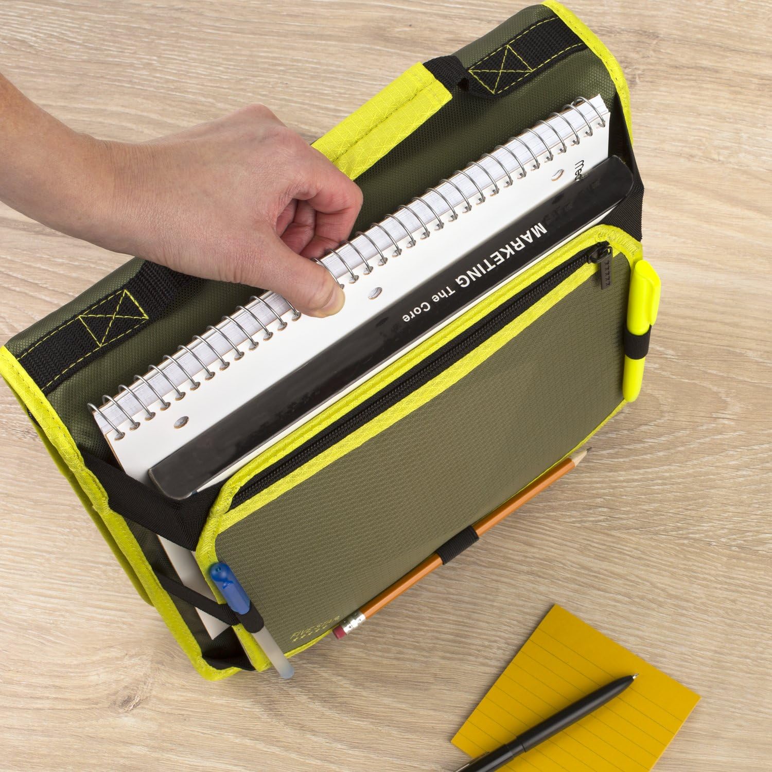Premium 2 Inch 3-Ring Binder with Expansion Panel - 580 Sheet Capacity, Five Star Zipper Binder for School & Office - Durable Olive/Citrus Design (290520C) - Perfect for Organizing Notes, Documents & Presentations