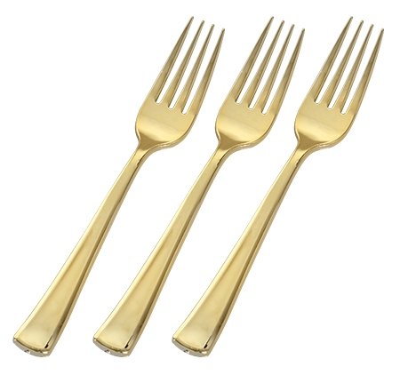 250-Piece Premium Disposable Plastic Dinnerware Set for 50 Guests - Elegant White Plates with Gold Lace Border & Gold Silverware Cutlery Combo | Heavyweight Plastic Plates & Utensils for Weddings, Banquets, Parties, Catering & Special Events