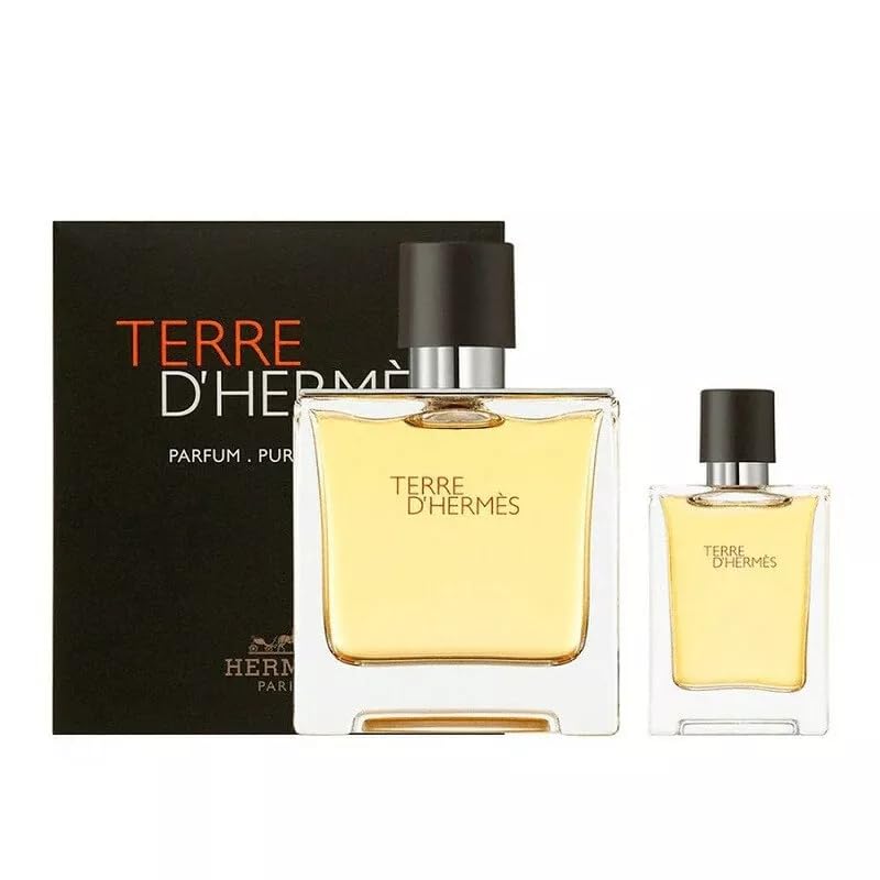 Hermes Terre D'hermes Eau de Parfum Gift Set for Men - 2.5 oz + 0.42 oz Luxury Cologne Spray - Perfect for Date Night & Special Occasions