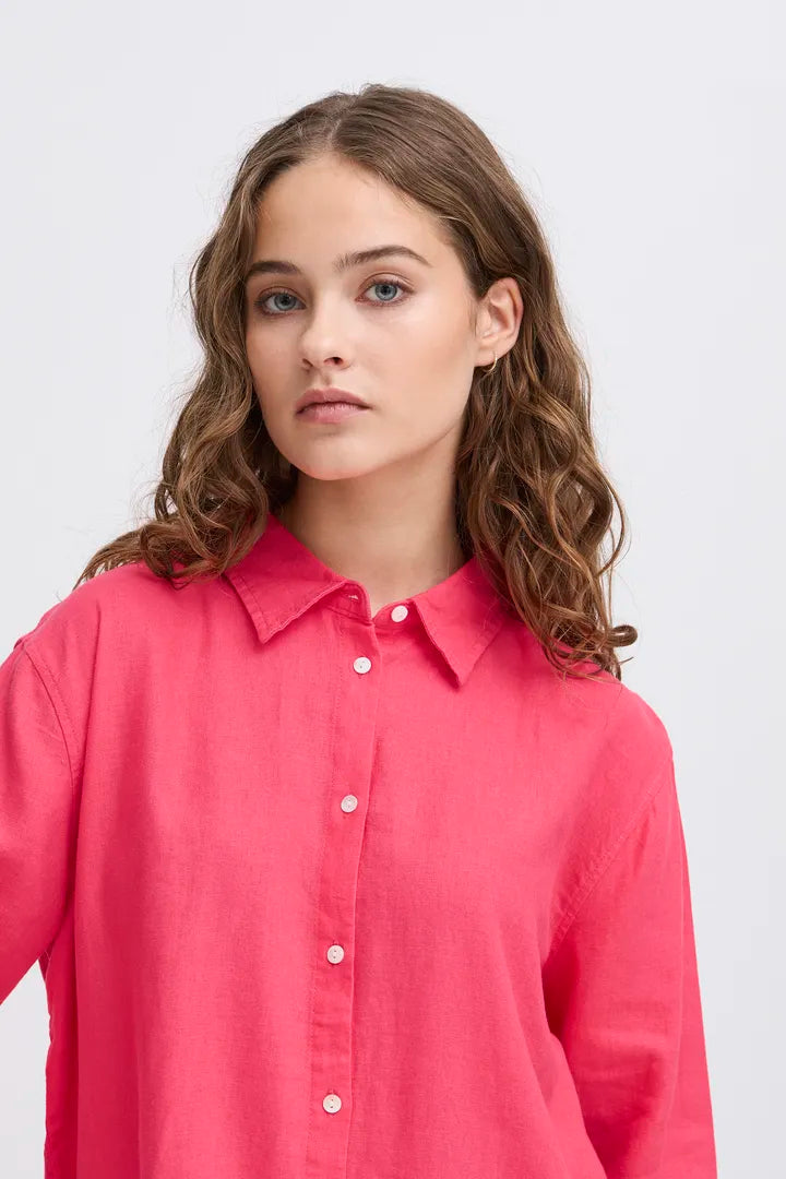 Stylish Helen Shirt in Geranium Print - Women's Fashion Blouse for Casual Wear & Office Outfits