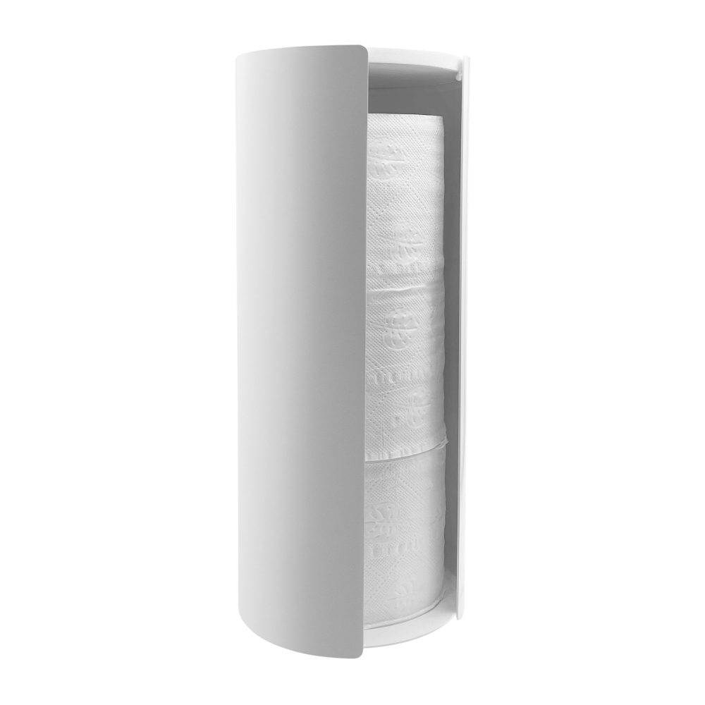 Wall Mounted Toilet Paper Holder - White Bathroom Tissue Roll Storage Organizer for Modern Homes, Perfect for Small Spaces & Powder Rooms