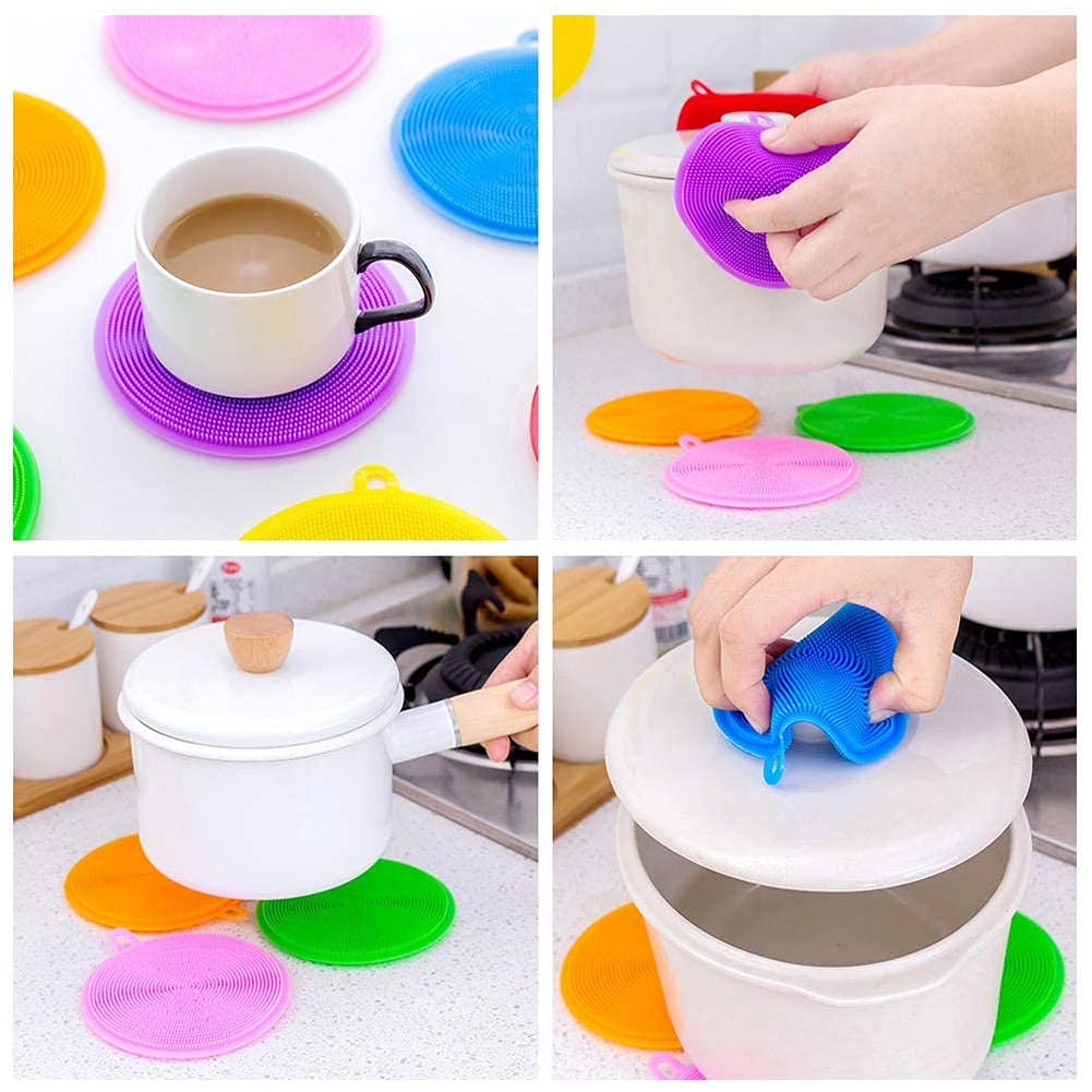 **Atcan Silicone Sponge Scrubber – Food Grade Reusable Dish Scrubber for Washing Dishes, Fruits & Vegetables – Eco-Friendly Kitchen Cleaning Tool (1 PC) – Perfect for Sinks, Countertops & Camping**