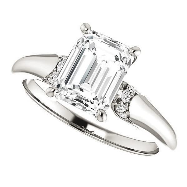 2 CT Emerald Cut Colorless Moissanite Engagement Ring for Women - Sterling Silver/Solid Gold Wedding Band Set - 4 Prong Solitaire Bridal Ring - Perfect for Proposals, Anniversaries & Special Occasions