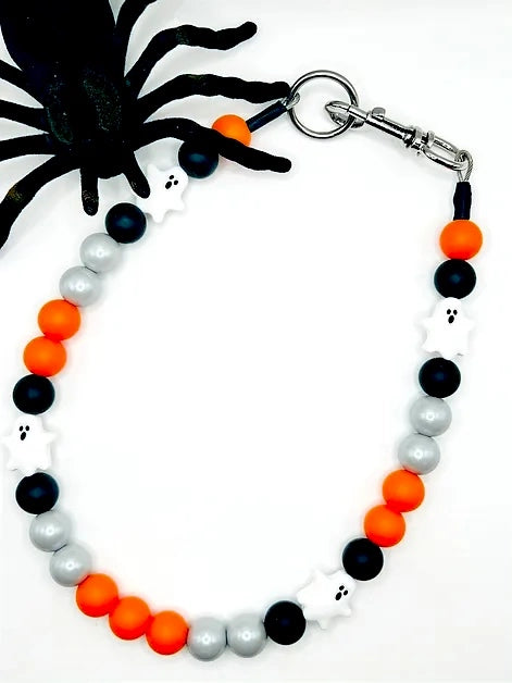 Spooky Halloween Beaded Dog Collar - Adjustable Pet Necklace for Small to Medium Dogs - Perfect for Halloween Costumes & Party Outfits