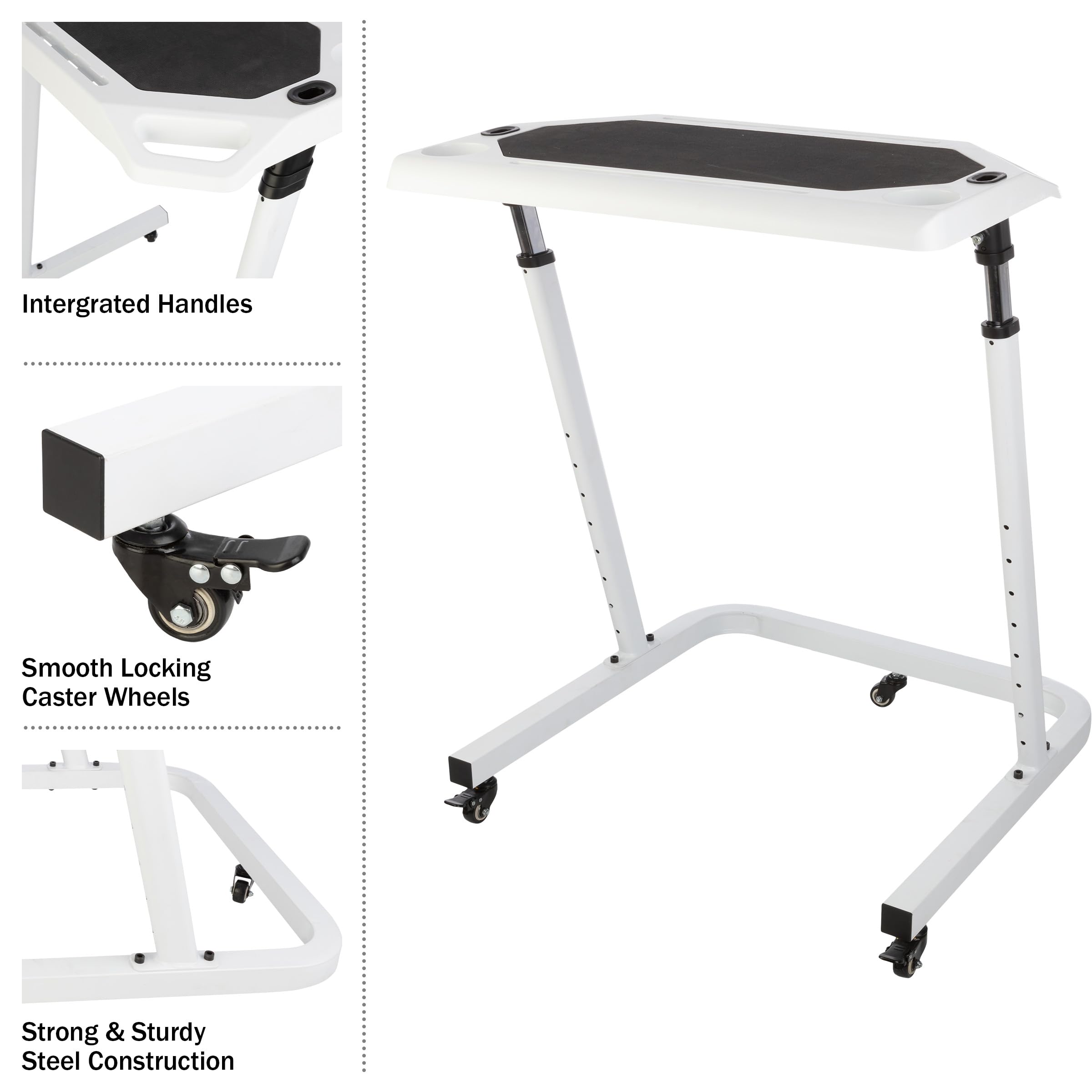 Adjustable Bike Desk - Rolling Laptop Stand for Exercise Bike or Trainer - Workstation for Working & Watching TV While Cycling - Home Office Standing Desk for Fitness & Productivity