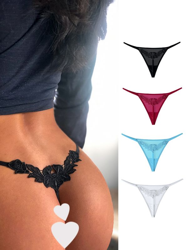 ZASUWA Women's Sexy Rose Lace T-Back Thong Panties - Comfortable Lingerie for Date Night & Special Occasions