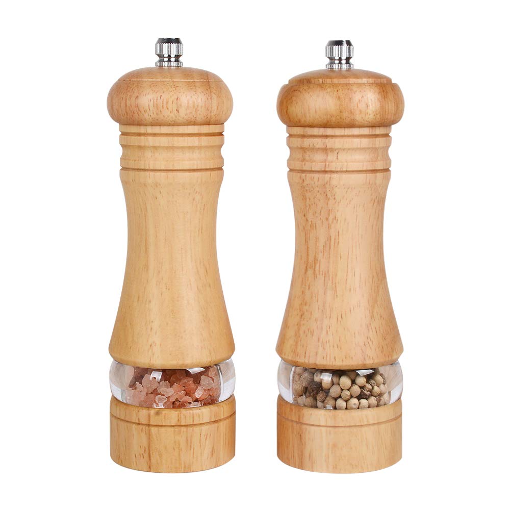Premium Wooden Salt and Pepper Grinder Set - 6.5