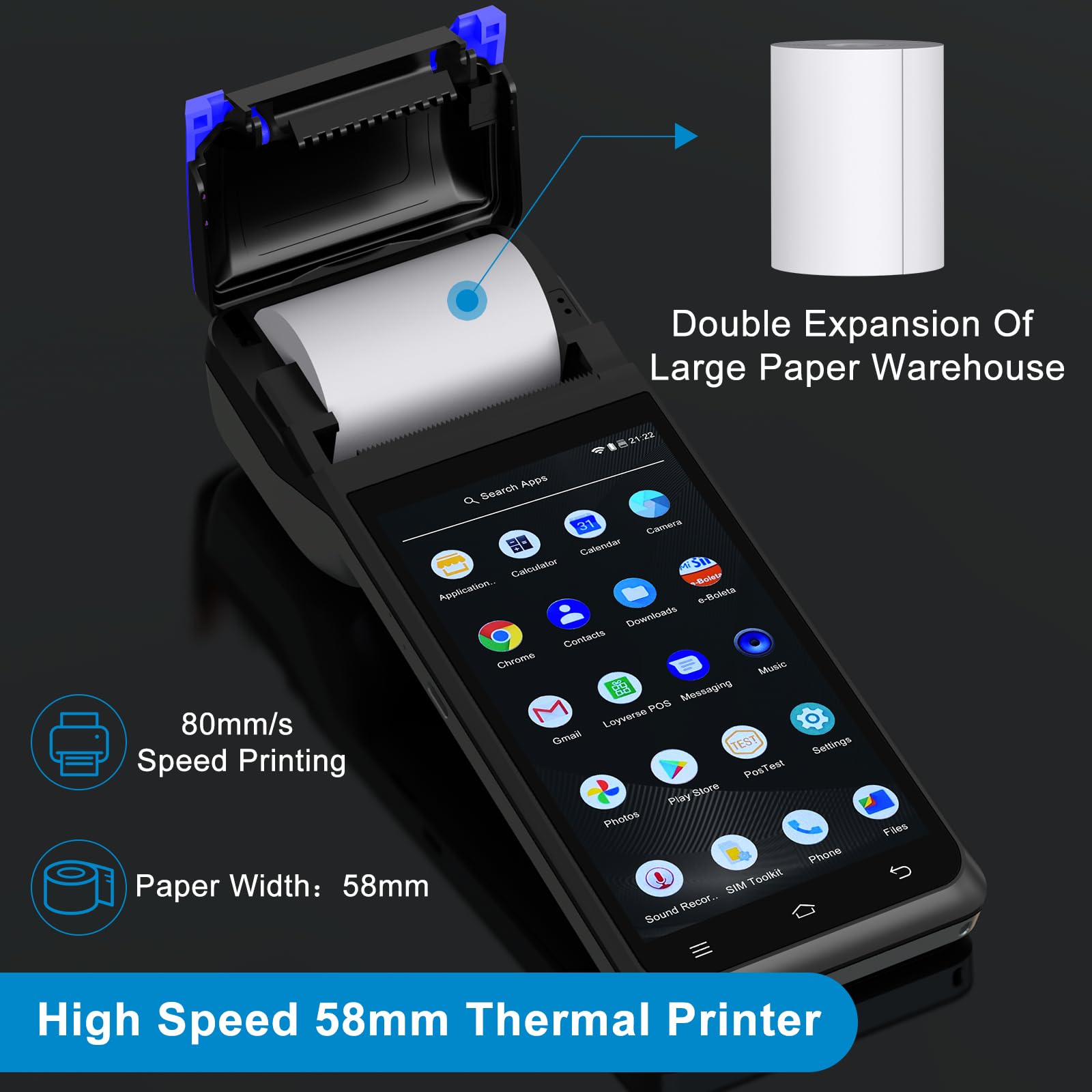 Symcode Thermal POS Receipt Printer with Android 8.0 - 5.5