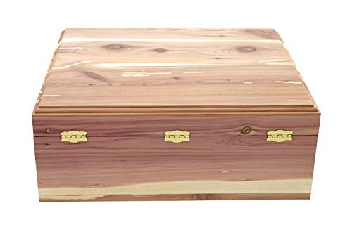 Unfinished Cedar Wood Storage Box with Lid & Dual Clasps - Aromatic Sweater Organizer for Closet, Blanket Chest, or Home Décor