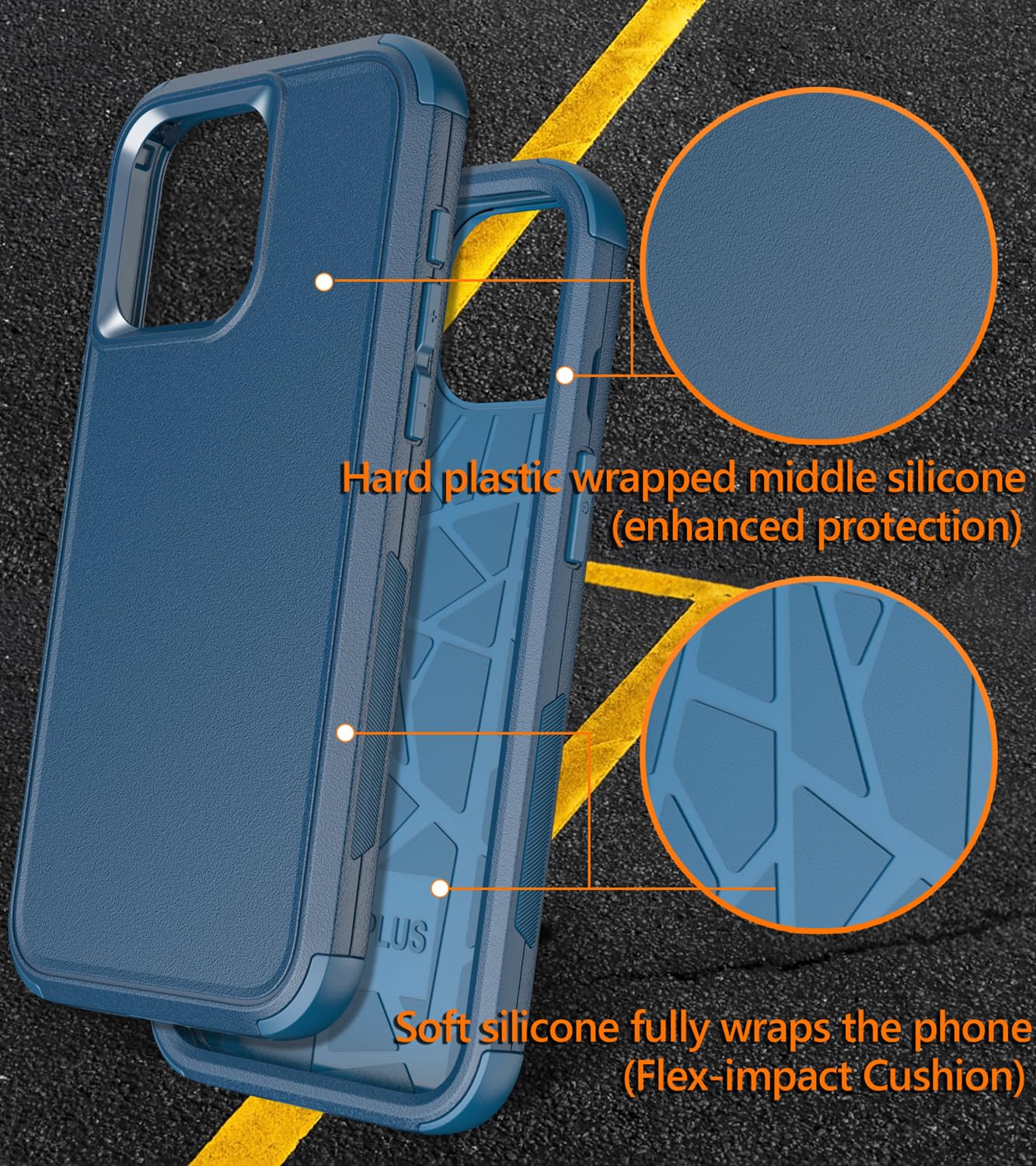 Shockproof Heavy Duty iPhone 15 Pro Max Case with Tempered Glass Screen Protector | 6.7 Inch Drop Proof Phone Cover for Apple iPhone 15 Pro Max (Blue 3-in-1) | Perfect for Outdoor Adventures, Construction Work & Extreme Sports Protection
