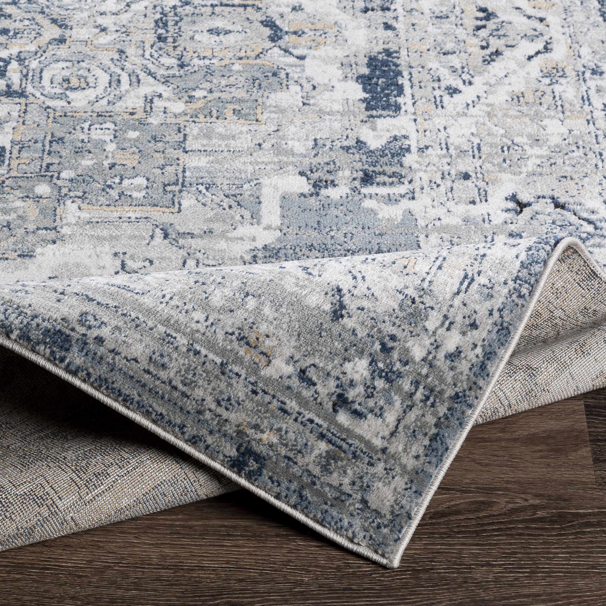Hauteloom Tansley Traditional Area Rug 9' x 12' - Soft Gray Blue Black Living Room Bedroom Rug - Perfect for Home Decor, Cozy Spaces & Modern Interiors
