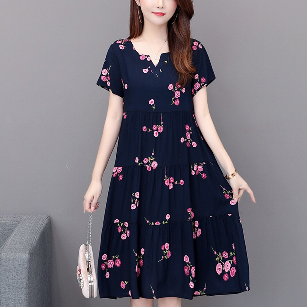 Women's Slim Fit Loose V-Neck Casual Dress - Flowy Summer Dress for Beach, Party & Everyday Wear
