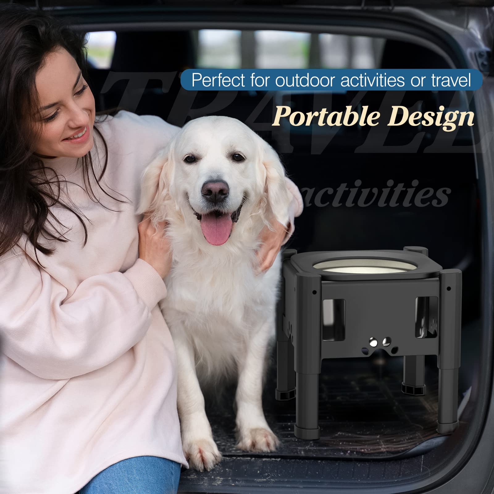 **Lewondr 80OZ Adjustable Elevated Dog Bowl Stand - No Spill Slow Feeder Water Bowl for Small, Medium & Large Dogs - Perfect for Indoor & Outdoor Use**