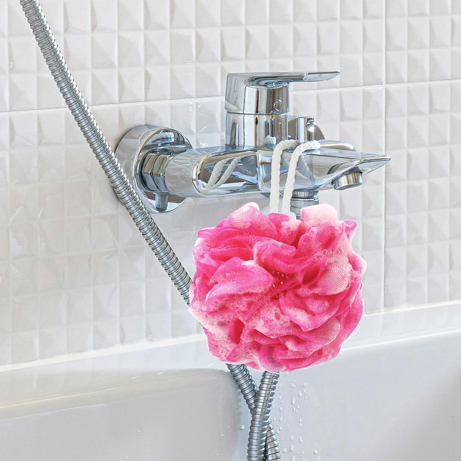 BTYMS Premium Mesh Bath Sponges (65g/pcs) - Exfoliating Shower Loofah Puffs for Body Wash - Soft & Durable Shower Puffs Set of 4 - Perfect for Daily Skincare & Spa Relaxation