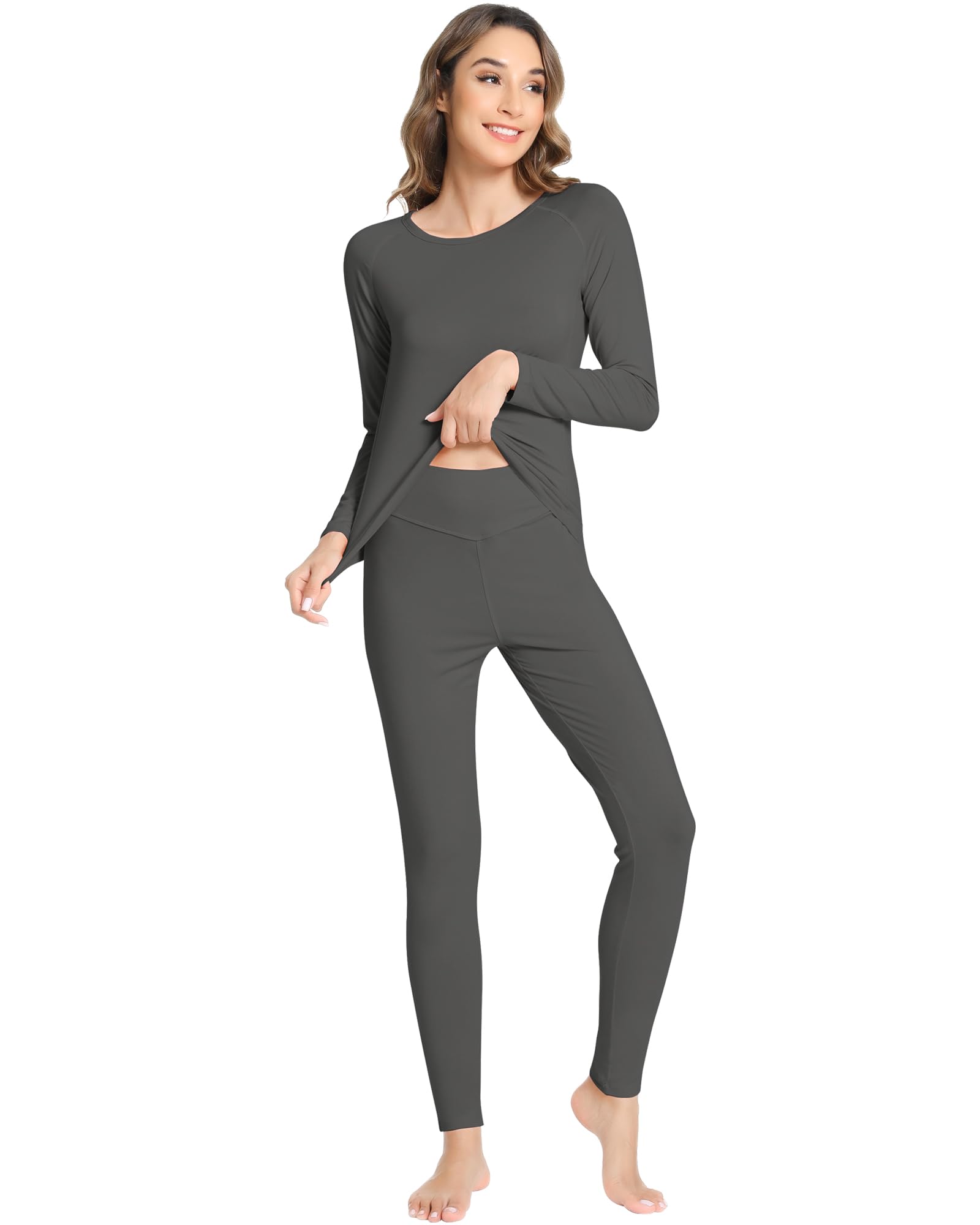 NACHILA Women's Bamboo Pajama Set - Soft Thermal Underwear, Comfy Long Johns Sleepwear with Long Sleeve (Sizes S-2XL) - Perfect for Winter Nights, Lounging & Cozy Home Wear