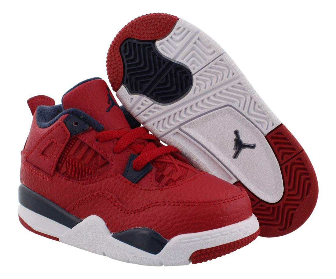 Jordan Retro 4 FIBA Gym Red Obsidian White Basketball Shoes for Toddlers - Size 8 M US - Perfect for Playground, Gym & Casual Wear
