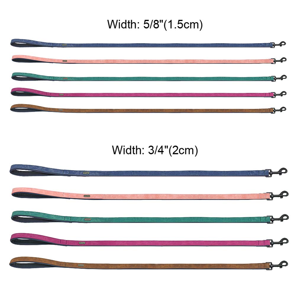 Durable 4FT Leather Dog Leash for Medium & Large Dogs - 2-Layer Padded Handle for Comfortable Walking & Training - Pink (Perfect for Daily Walks, Park Visits & Obedience Training)