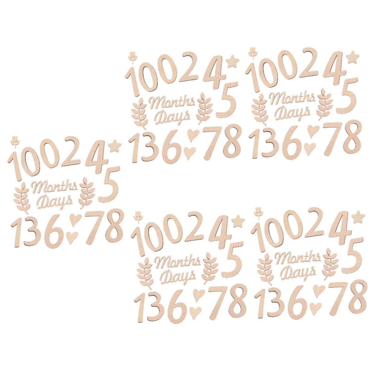 TOYANDONA 5 Sets Wooden Baby Milestone Numbers - Newborn Photo Props, Birth Announcement Sign & Monthly Growth Tracker for Baby Shower, First Birthday, and Family Bonding Moments