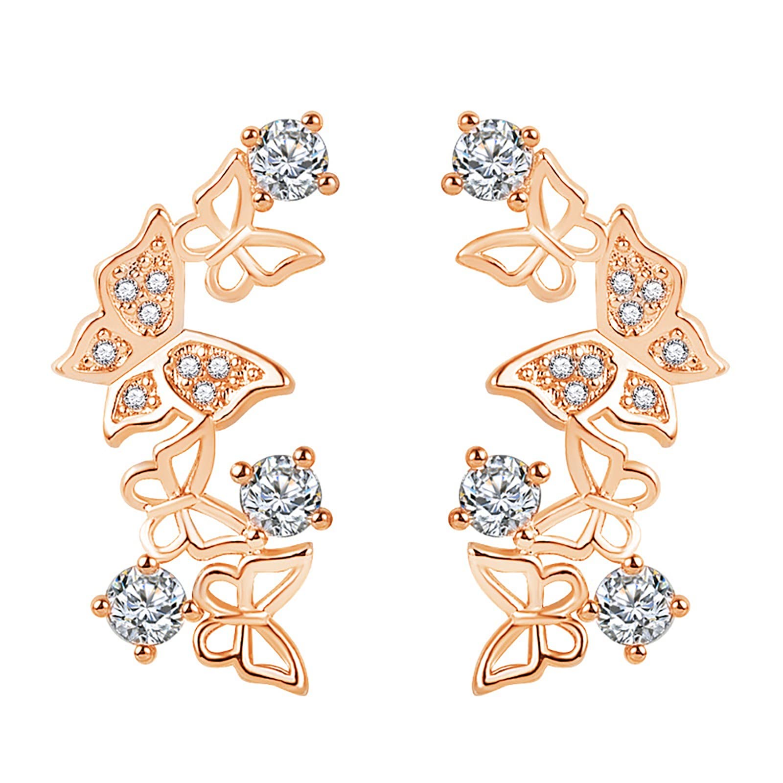 Stylish Stud Silver Vine Climber Animal Ear Zirconia 3D Cuff Earrings - Thick Gold Hoop Wrap Earrings for Women | Perfect for Parties, Date Nights & Special Occasions