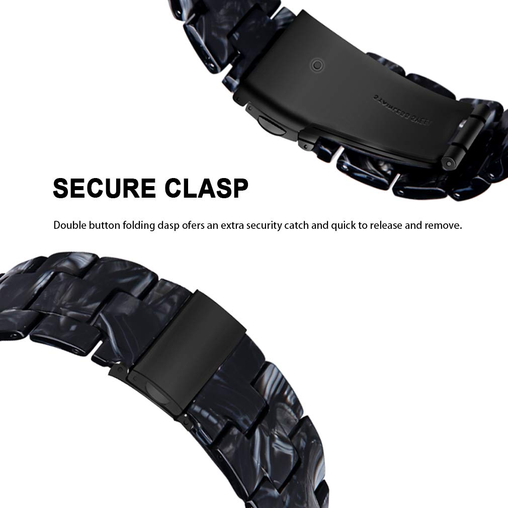 Premium 20mm Resin Watch Band Compatible with Samsung Galaxy Watch4 (40mm/44mm), Galaxy Watch4 Classic (42mm/46mm) & Galaxy Watch3 (41mm) - Durable Stainless Steel Buckle Strap Bracelet for Workout, Running & Everyday Wear