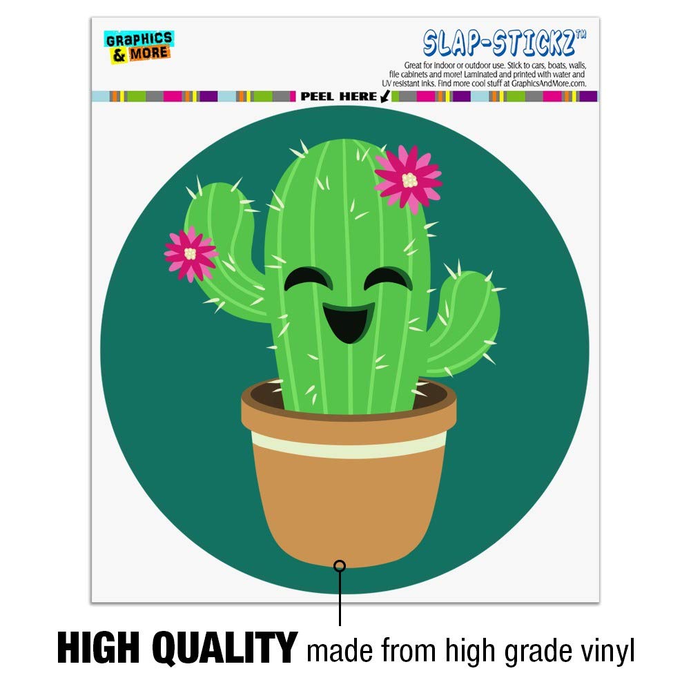 Adorable Cactus in Pot with Pink Flowers - Car Window Decal & Bumper Sticker for Automotive Decor - Perfect for Car Lovers, Office Decor, and Gift Ideas