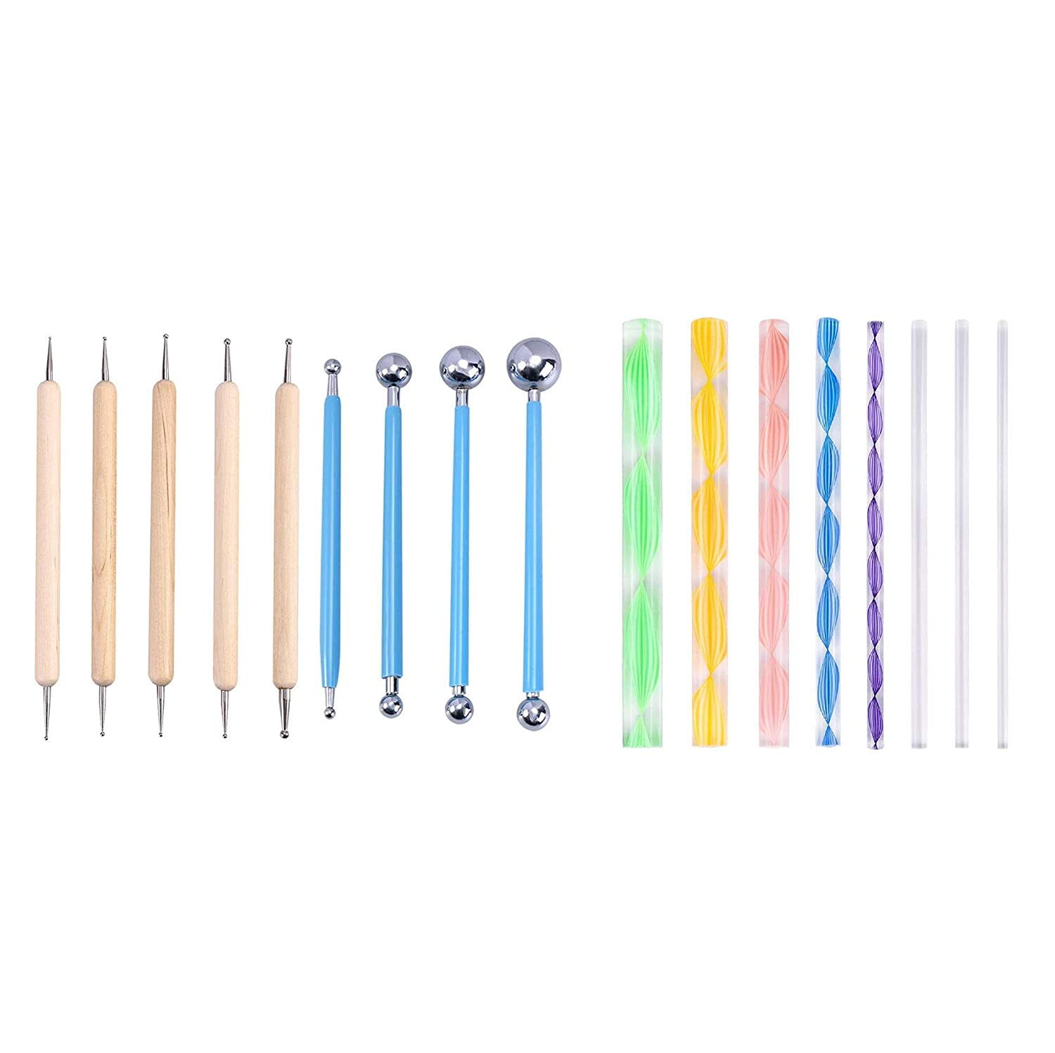 17-Piece Complete Dot Mandala Nail Art Kit - Dotting Tools, Marbleizing Pens, Stamping Rods & Acrylic Twist Sticks for Professional Nail Decoration, DIY Manicure & Cake Decorating | Perfect for Salon, Home Use & Gift Giving